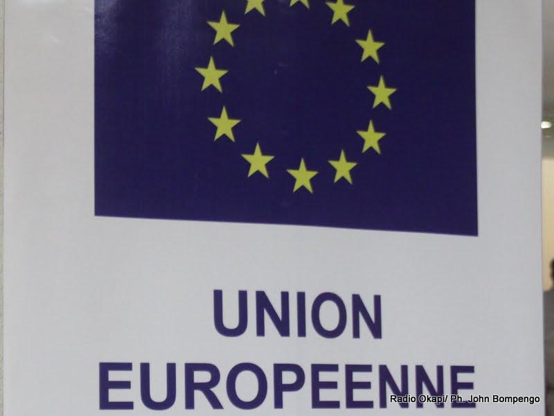 Enseigne de l’Union européenne. Radio Okapi/ Ph. John Bompengo