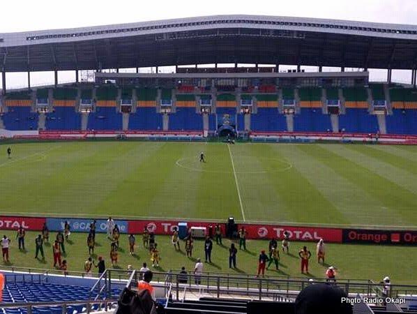 Vue du stade d’Oyem (Gabon) lundi 18 janvier, lors du match RDC –Maroc. CAN-2017. Ph. Radio Okapi/Enoc Matondo